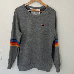 Aviator Nation Rainbow Stitch Sleeve Sweatshirt Size XXL Color Gray